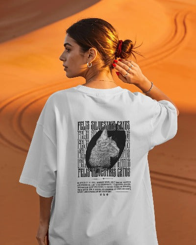 Monochrome Cat Printed T-Shirt